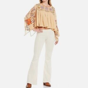 Free People Jeans - High-Waisted Pull On Flare Leg Pants - IVORY- SIZE 25 - NWT